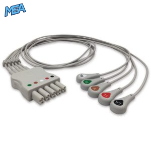 5-lead ECG Leadwire Set with Snap end AHA for Siemens MS16229 Reusable, Limb + Chest Lead, Lead Type: Siemens Dual-Pin, Shielded