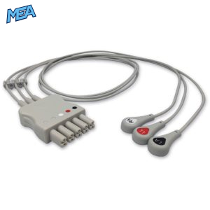 3/5-lead ECG Leadwire Set with Snap end AHA for Draeger MS16233 Reusable, Limb Lead, Lead Type: Siemens Dual-Pin, Shielded