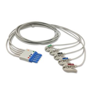 5-lead ECG Leadwire Set with Grabber/Pinch end AHA for Siemens Monitors Reusable, Limb + Chest Lead, Lead Type: Siemens CT, Shielded
