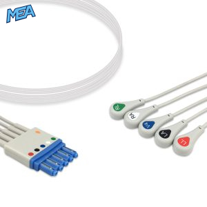 5-lead ECG Leadwire Set with Snap end AHA for Siemens Monitors Reusable, Limb + Chest Lead, Lead Type: Siemens CT, Shielded