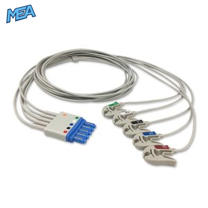 5-lead ECG Leadwire Set with Grabber/Pinch end AHA for Siemens 6623834 Reusable, Limb + Chest Lead, Lead Type: Siemens CT, Shielded