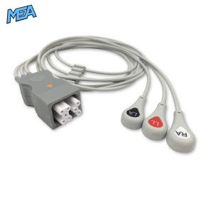 3-lead ECG Leadwire Set with Snap end AHA for GE Healthcare 394111-002 Reusable, Limb Lead, Lead Type: GE Tele FH, Shielded