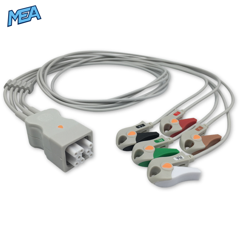 5-lead ECG Leadwire Set with Grabber/Pinch end AHA for GE Healthcare 394111-502 Reusable, Limb + Chest Lead, Lead Type: GE Tele FH, Shielded 1 5-lead ECG Leadwire Set with Grabber/Pinch end AHA for GE Healthcare 394111-502 Reusable, Limb + Chest Lead, Lead Type: GE Tele FH, Shielded