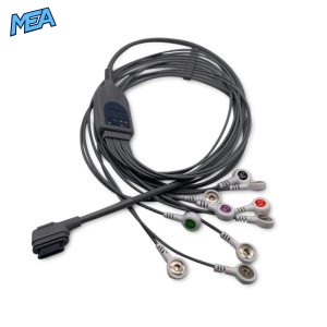 10-lead ECG Leadwire Set with Snap end AHA for Biomedical Instruments Monitors Reusable, Limb + Chest Lead, Shielded