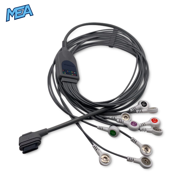 10-lead ECG Leadwire Set with Snap end AHA for Biomedical Instruments Monitors Reusable, Limb + Chest Lead, Shielded 1 10-lead ECG Leadwire Set with Snap end AHA for Biomedical Instruments Monitors Reusable, Limb + Chest Lead, Shielded