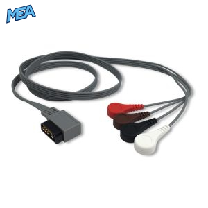 4-lead ECG Leadwire Set with Snap end AHA for Braemar Monitors Reusable, Limb + Chest Lead, Shielded