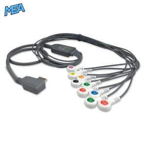 12-lead ECG Leadwire Set with Snap end AHA for Borsam Monitors Reusable, Limb + Chest Lead, Shielded