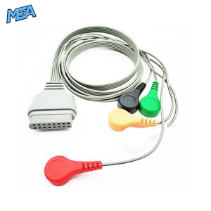 5-lead ECG Leadwire Set with Snap end AHA for Edan 01.57.471455013 Reusable, Limb + Chest Lead, Shielded