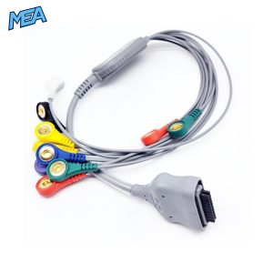 10-lead ECG Leadwire Set with Snap end AHA for Edan 01.57.471055 Reusable, Limb + Chest Lead, Shielded