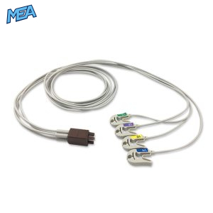 4-lead ECG Leadwire Set with Grabber/Pinch end AHA for GE Healthcare 2066468-007 Reusable, Chest Lead, Shielded