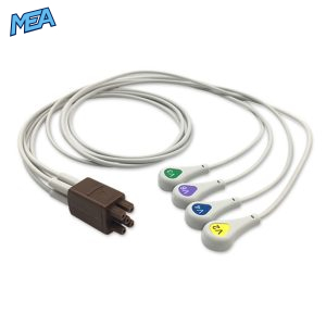 4-lead ECG Leadwire Set with Snap end AHA for GE Healthcare 2066468-005 Reusable, Chest Lead, Shielded