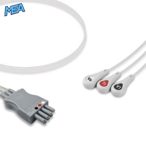 3-lead ECG Leadwire Set with Snap end AHA for Lechnologies Monitors Reusable, Limb Lead, Shielded