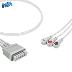 3-lead ECG Leadwire Set with Snap end AHA for Mindray 009-004765-00 Reusable, Limb Lead, Lead Type: Mindray, Shielded