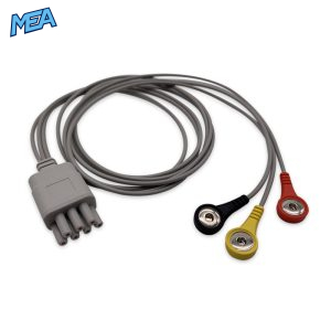 3-lead ECG Leadwire Set with Snap end AHA for M&B Monitors Reusable, Limb Lead, Shielded
