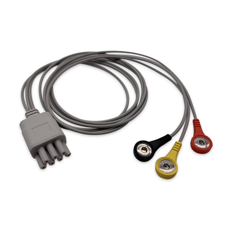 3-lead ECG Leadwire Set with Snap end AHA for M&B Monitors Reusable, Limb Lead, Shielded 1 3-lead ECG Leadwire Set with Snap end AHA for M&B Monitors Reusable, Limb Lead, Shielded