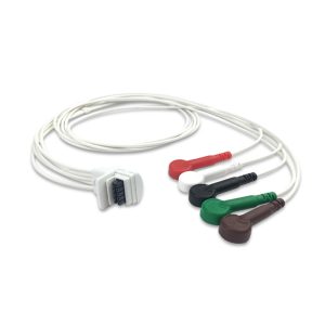 5-lead ECG Leadwire Set with Snap end AHA for Mortara (Welch Allyn/Baxter) 9293-036-52 Reusable, Limb + Chest Lead, Shielded