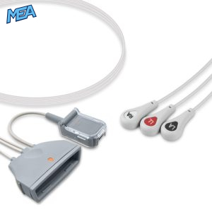 3-lead ECG Leadwire Set with Snap end AHA for Philips Monitors Reusable, Limb Lead, Lead Type: Philips MX40, Nellcor SpO2