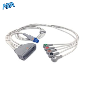 5-lead ECG Leadwire Set with Snap end AHA for Philips 989803171841 Reusable, Limb + Chest Lead, Lead Type: Philips MX40, Philips Fast SpO2