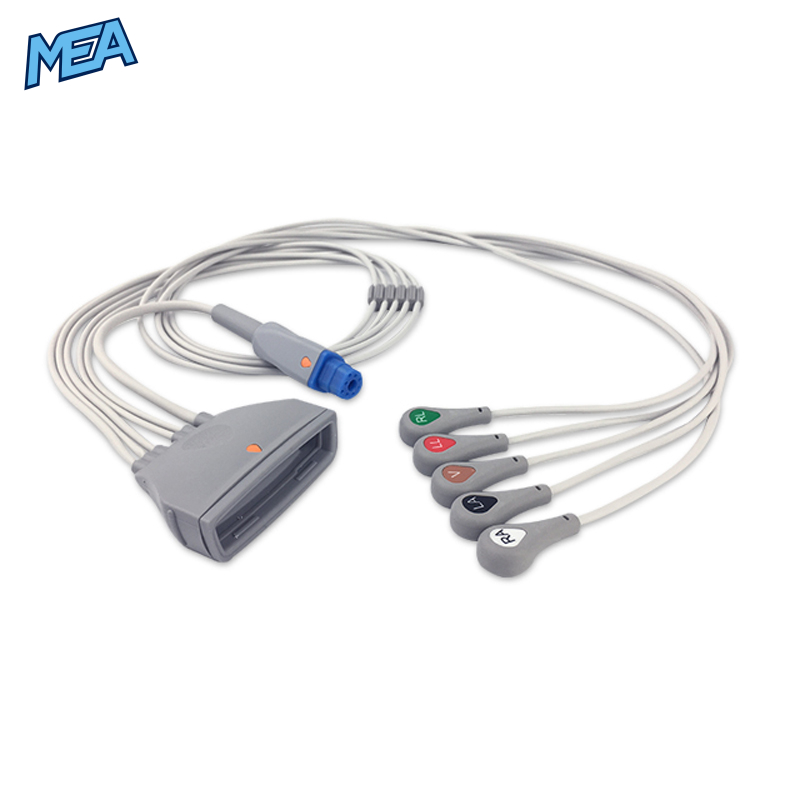5-lead ECG Leadwire Set with Snap end AHA for Philips 989803171841 Reusable, Limb + Chest Lead, Lead Type: Philips MX40, Philips Fast SpO2 1 5-lead ECG Leadwire Set with Snap end AHA for Philips 989803171841 Reusable, Limb + Chest Lead, Lead Type: Philips MX40, Philips Fast SpO2