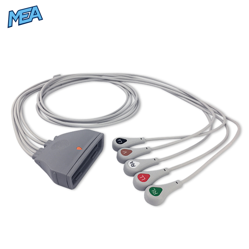 5-lead ECG Leadwire Set with Snap end AHA for Philips 989803171821 Reusable, Limb + Chest Lead, Lead Type: Philips MX40, Shielded 1 5-lead ECG Leadwire Set with Snap end AHA for Philips 989803171821 Reusable, Limb + Chest Lead, Lead Type: Philips MX40, Shielded