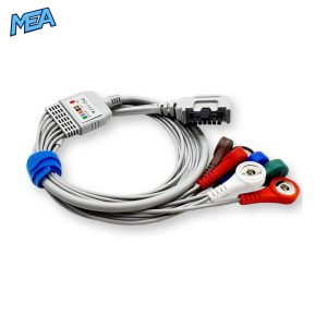 7-lead ECG Leadwire Set with Snap end IEC for NorthEast NEMCA133-IEC Reusable, Limb + Chest Lead, Shielded