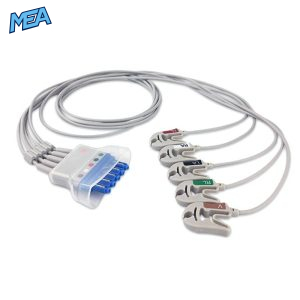 5-lead ECG Leadwire Set with Grabber/Pinch end AHA for Philips 989803152051 Reusable, Limb + Chest Lead, Lead Type: Tele IntelliVue, Shielded