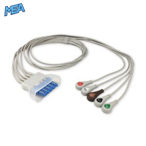 5-lead ECG Leadwire Set with Snap end AHA for Philips 989803152071 Reusable, Limb + Chest Lead, Lead Type: Tele IntelliVue, Shielded