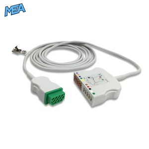 10-lead ECG Trunk Cable AHA for GE Healthcare 2017006-001 Reusable, Limb + Chest Lead, 2.5m, used with GE Multi-Link Leadwire