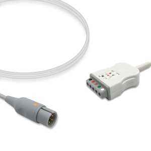 5-lead ECG Trunk Cable AHA for AAMI-Connector Monitors Reusable, Limb + Chest Lead, 2.5m, used with Safety Din Leadwire