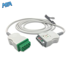 5-lead ECG Trunk Cable AHA for GE Healthcare CB-715006 Reusable, Limb + Chest Lead, 2.5m, used with Safety Din Leadwire