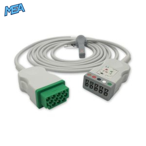 3/5-lead ECG Trunk Cable AHA for GE Healthcare 2017003-001 Reusable, Limb + Chest Lead, 2.5m, used with GE Multi-Link Leadwire