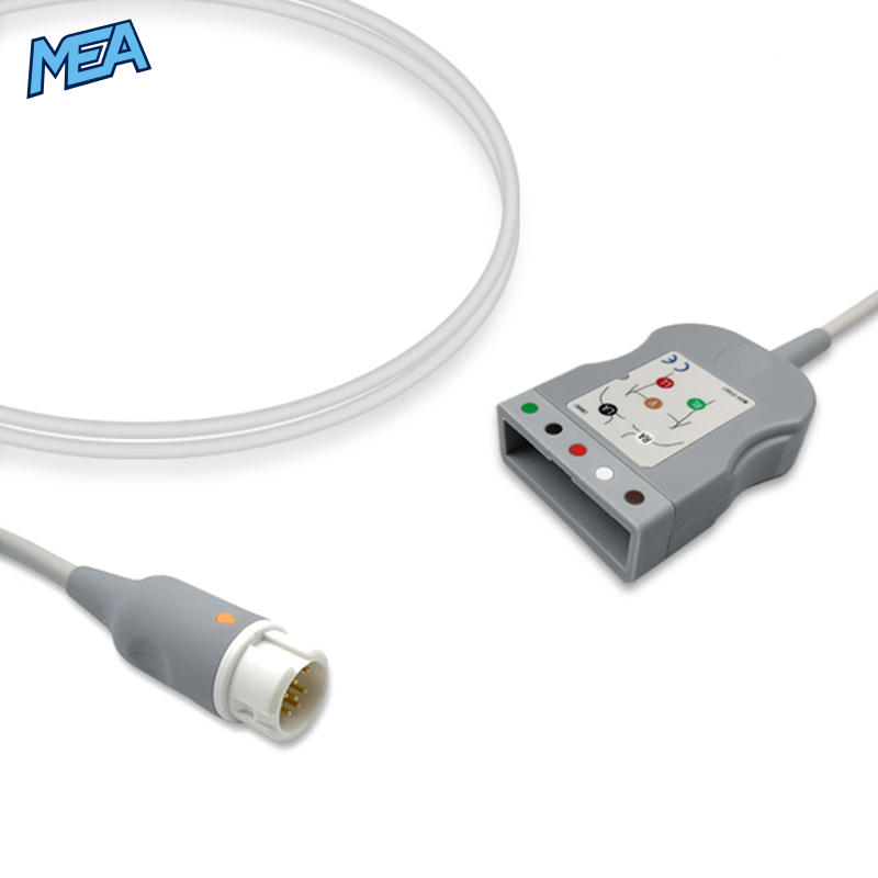 5-lead ECG Trunk Cable AHA for Philips M1600A Reusable, Limb + Chest Lead, 2.5m, used with AA Twin-Pin Leadwire 1 5-lead ECG Trunk Cable AHA for Philips M1600A Reusable, Limb + Chest Lead, 2.5m, used with AA Twin-Pin Leadwire