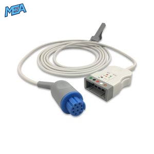 5-lead ECG Trunk Cable AHA for Datex Ohmeda 545303-HEL Reusable, Limb + Chest Lead, 2.5m, used with Datex 300 Series Leadwire