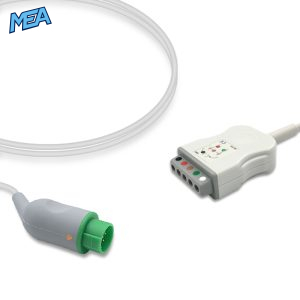 5-lead ECG Trunk Cable AHA for Kontron Monitors Reusable, Limb + Chest Lead, 2.5m, used with Safety Din Leadwire