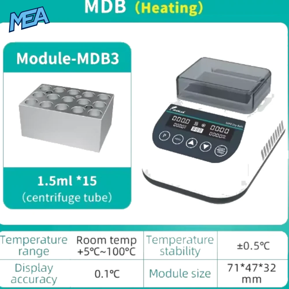 Portable Mini Thermostatic Dry Bath Incubator Lab Heater With Heating Block For 0.2/0.5/1.5/2ml Centrifuge Tube 4 Portable Mini Thermostatic Dry Bath Incubator Lab Heater With Heating Block For 0.2/0.5/1.5/2ml Centrifuge Tube - view 3