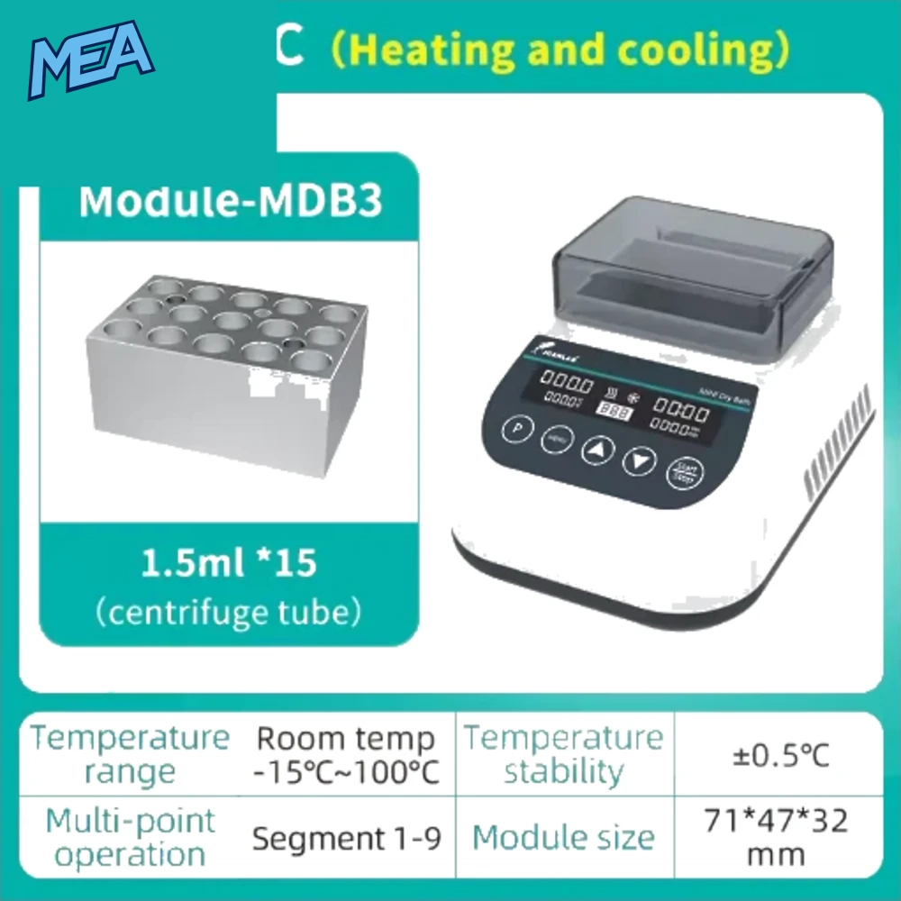 Portable Mini Thermostatic Dry Bath Incubator Lab Heater With Heating Block For 0.2/0.5/1.5/2ml Centrifuge Tube 16 Portable Mini Thermostatic Dry Bath Incubator Lab Heater With Heating Block For 0.2/0.5/1.5/2ml Centrifuge Tube - view 9