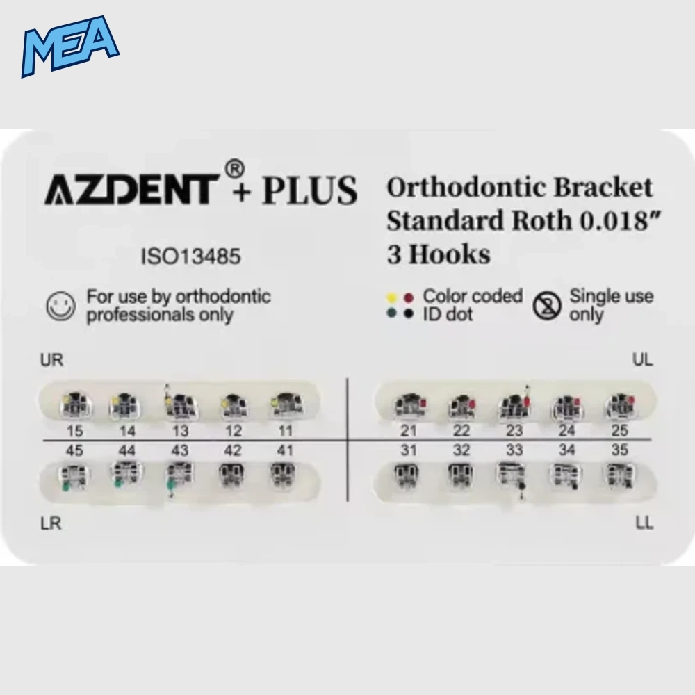 50 Packs Azdent PLUS Dental Orthodontics Metal Brackets Braces Standard Mini Roth/MBT 022/018 Hooks 3/345 Ortho Tools Dentistry 22 50 Packs Azdent PLUS Dental Orthodontics Metal Brackets Braces Standard Mini Roth/MBT 022/018 Hooks 3/345 Ortho Tools De - view 12