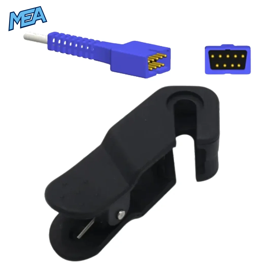 Adult ear clip pulse oximeter sensor compatible with Nellcor NPB and N-series monitors