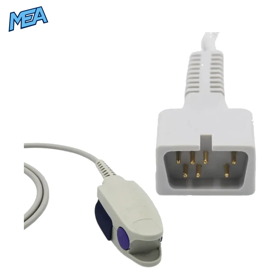 Adult Nellcor compatible SpO2 sensor probe with 7-pin D-Sub connector and gray TPU cable