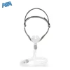 AirFit P10 CPAP mask by ResMed showing nasal pillow cushion with fixed connection design and QuickFit elastic headgear