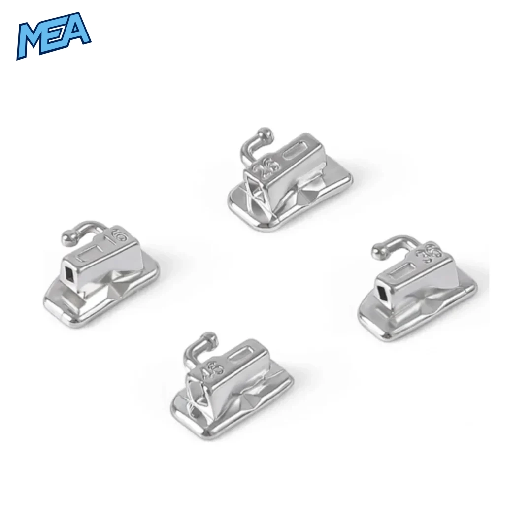 AZDENT Orthodontic Buccal Tubes 1st/2nd Molar Bondable Monoblock Non Convertible Roth/MBT 0.022/0.018 (20 or 50 Sets) 2 Set of 4 bondable molar buccal tubes with ball-end hook for UR UL LR LL