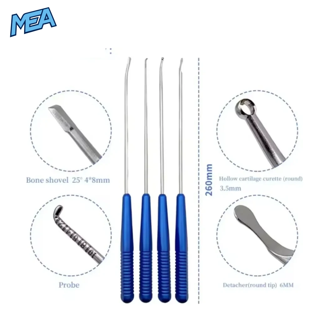 Orthopedic Shoulder Joint Surgery Instrument Set Rotator Cuff Suture Hook Joint Ligament Repair Arthroscopy Tools 4 260mm veterinary bone shovel, probe, hollow cartilage curette and round tip detacher instrument set