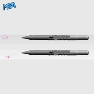Broken endo file removal tool showing wire loop lasso formed at the needle tip