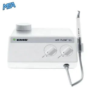 EMS Air-Flow S1 tabletop dental prophylaxis unit with handpiece, front view
