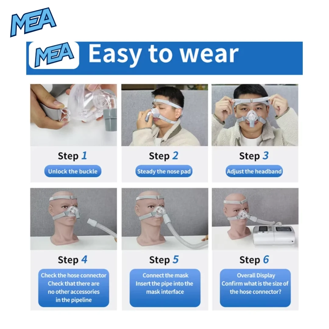 CPAP nasal mask 22mm connector with 360-degree swivel elbow and soft silicone seal for improved airflow comfort