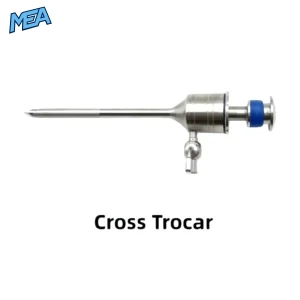 Cross trocar laparoscopic magnetic access device with safety screw and cross spring design