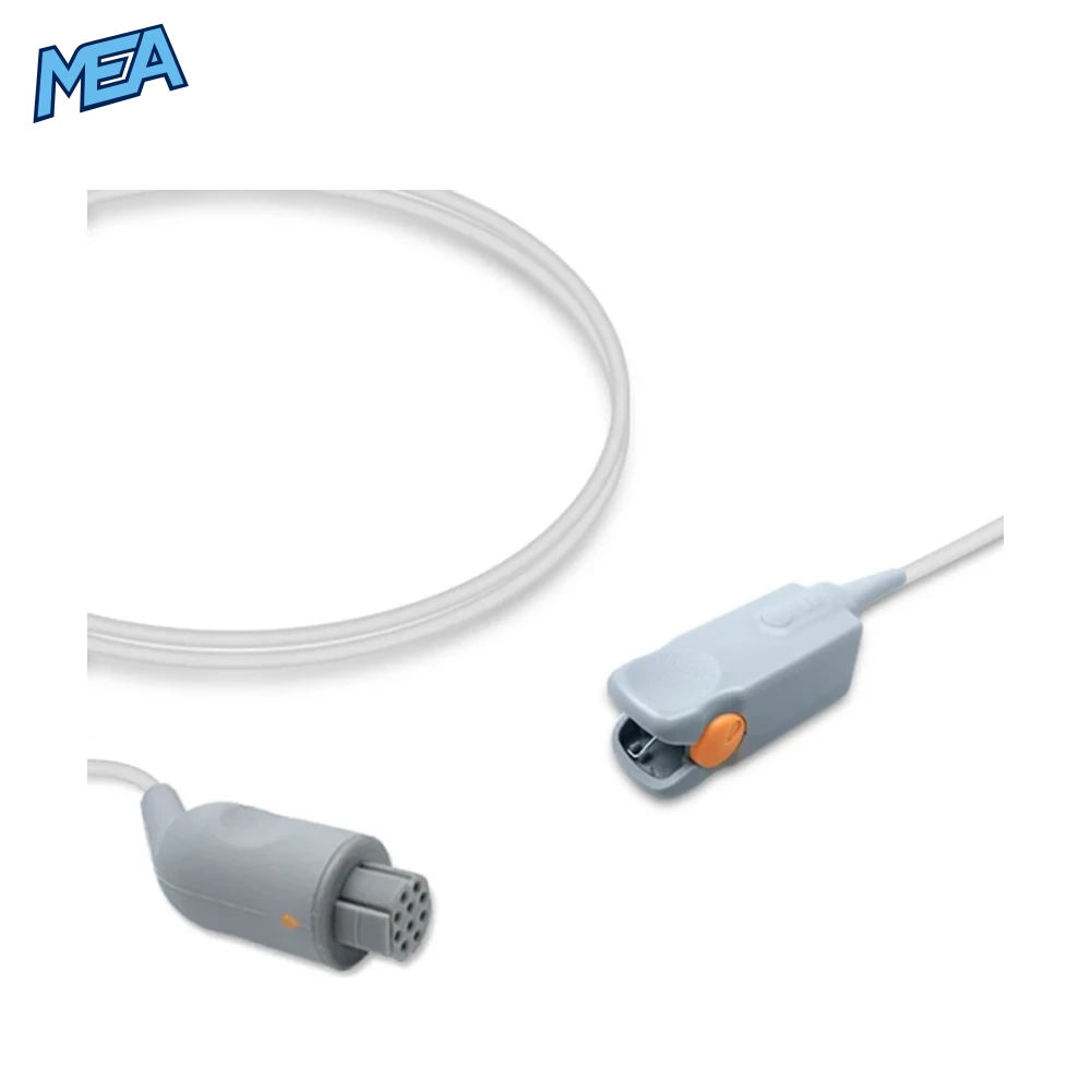 Datex Ohmeda Pediatric Hard Shell SpO2 Sensor 3.0m (10-Pin Reusable New) 1 Datex Ohmeda pediatric hard shell SpO2 sensor with 3.0m cable and 10-pin connector