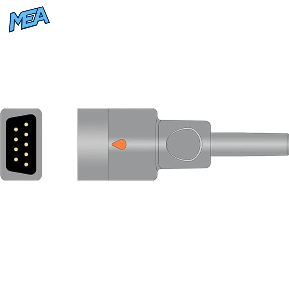 Datex Ohmeda SAS-AF Adult Non-Woven Adhesive SpO2 Sensor 0.9m (Disposable Box of 24) 2 9-pin connector diagram for Datex Ohmeda SAS-AF disposable SpO2 sensor