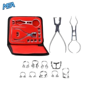 12Pcs Dental Dam Hole Puncher Set with Pliers and Leather Bag for Dentists and Orthodontic Use