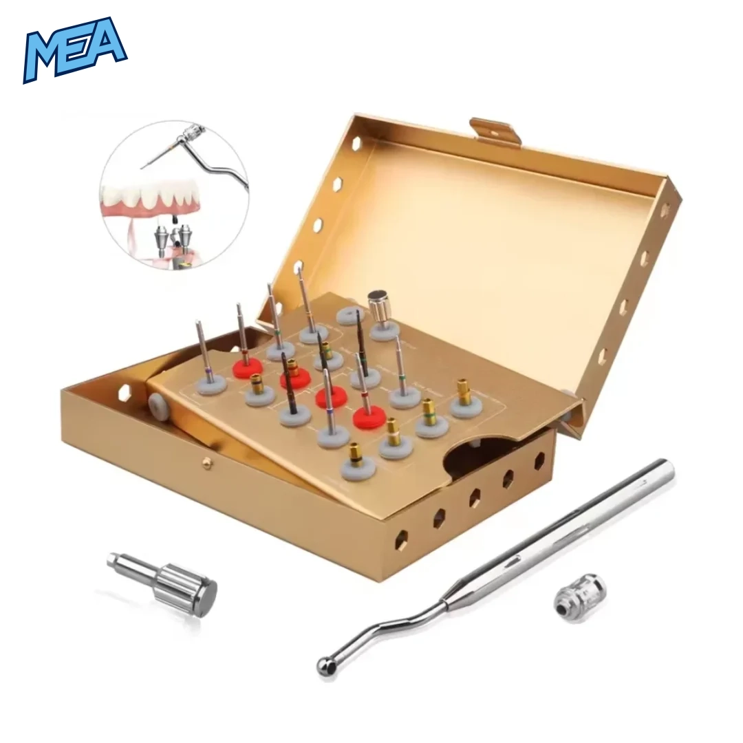 Universal Dental Implant Removal Kit 1 Set Damaged Screw Extractor 2 Dental implant screw removal kit with reverse drills claw drills guides and drivers